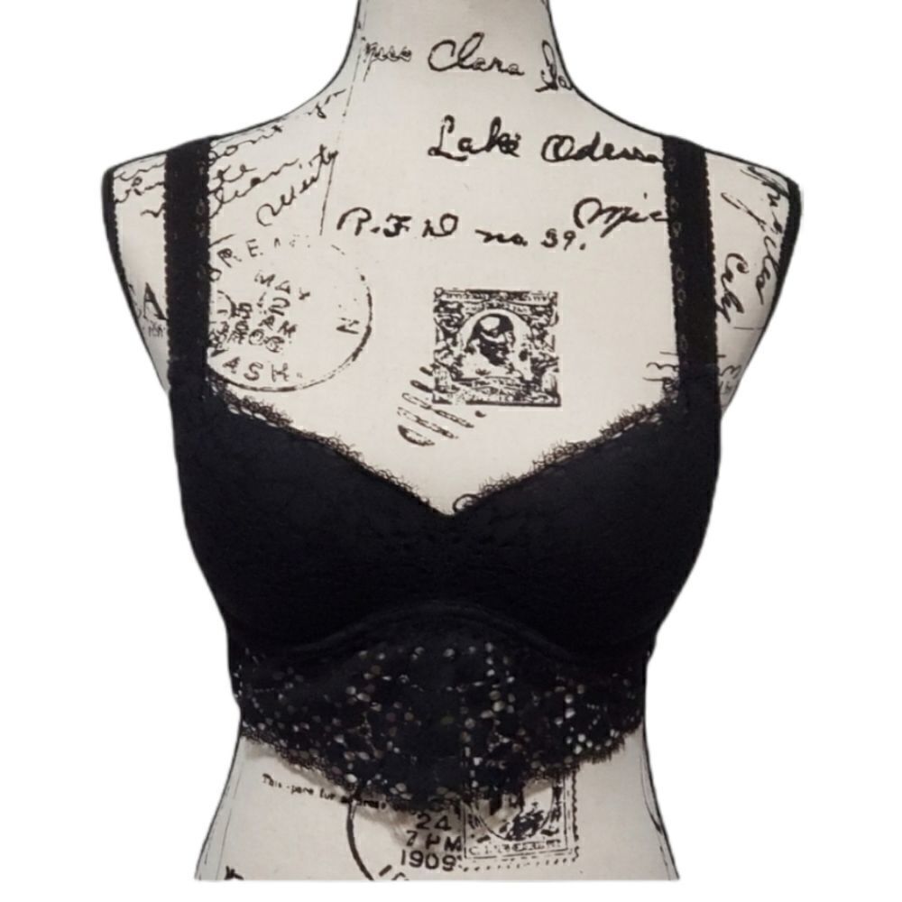 PINK black lace bra